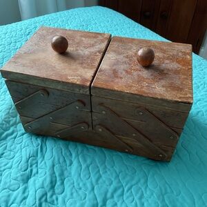 Vintage Wooden Sewing Box